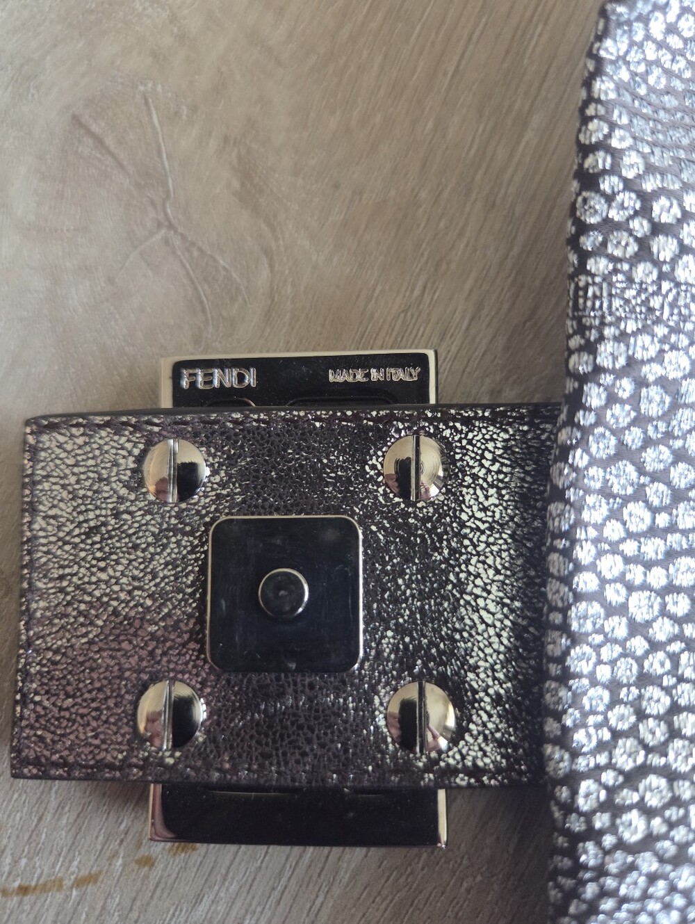 Authentic Vintage Fendi Metallic Crystal Baguette Clutch + Fendi Mirror Bundle - Picture 8 of 16